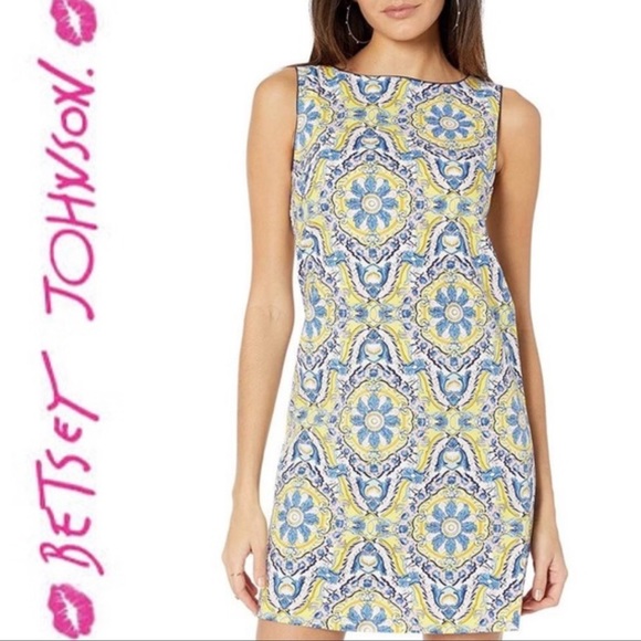 Betsy Johnson Cotton Blend Medallion Print Shift Dress - Picture 1 of 9